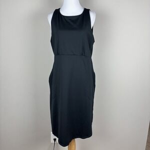 Prana Emerald Lake Dress Womens XL Black Pockets‎ Stretch Knit Sleeveless Casual